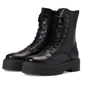 Eric Michael Sage Black Leather Combat Boots, size 39